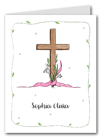 Note Cards: Cross & Lily - Pink