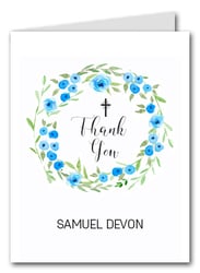 Blue Blooms Wreath Thank You Notes