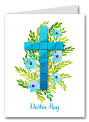 Blue Tile Cross Thank You Notes