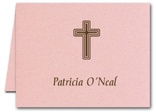 Note Cards: Brown Cross Pink Shimmer