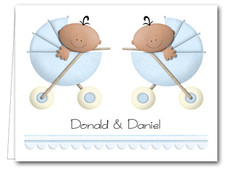 Note Cards: Ethnic Boy Twins in Stoller