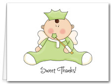 Note Cards: Angel Baby Green