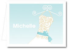 Note Cards: Blue Ribboned Dress