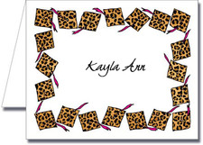 Graduation Note Cards Note Cards: Grad Hats Cheetah & Pink