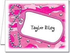 Note Cards: Dog Tag on Pink Camo