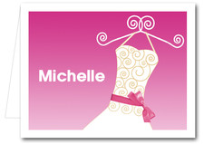 Note Cards: Hot Pink Ribboned Dress