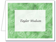 Note Cards: Paisley Light Green