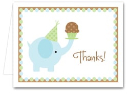 Note Cards: Blue Elephant & Cupcake