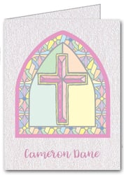 Note Cards: Stained Glass Cross Pink