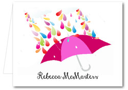 Note Cards: Raindrops Pink Umbrella