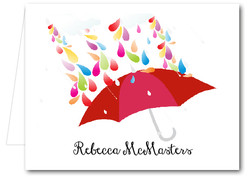 Note Cards: Raindrops Red Umbrella