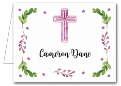 Note Cards: Pink Cross, Leaves & Buds