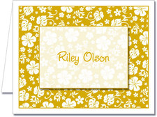 Note Cards: Gold Hawaiian Floral