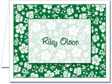 Note Cards: Green Hawaiian Floral