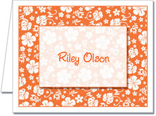 Note Cards: Orange Hawaiian Floral