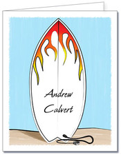 Note Cards: Flame Surfboard
