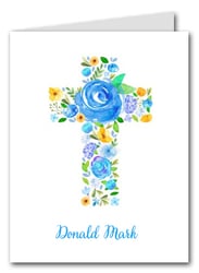 Blue Flower Cross Thank You Notes