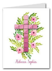 Pink Tile Cross Thank You Notes