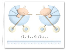 Note Cards: Boy Twins in Stoller