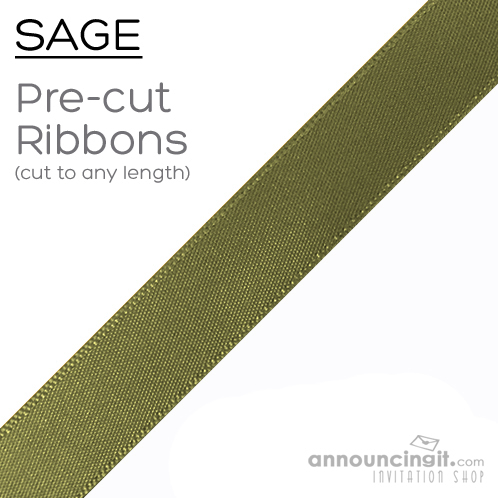 Sage Green Ribbons 5/8 width Pre-Cut to ANY LENGTH!
