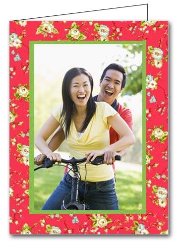 Flowers on Red Holiday Christmas Photo Holder Cards*