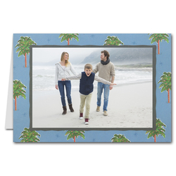 Palm Trees on Blue GREETED Holiday Photo Holder Cards (H)
