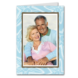 Starfish on Blue GREETED Holiday Photo Holder Cards (H/V)