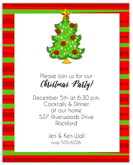 red bulbs on christmas tree holiday party invitations christmas tree invitation