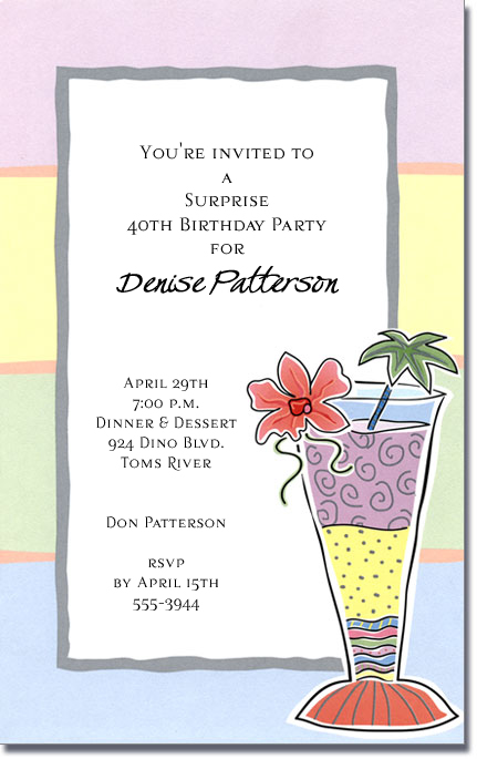 yourself cards print Invitations Cocktail Tropical Party