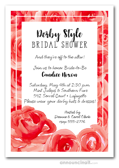 Blooming Roses Derby Bridal Shower Invitations