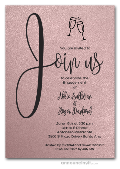 Join Us Shimmery Blush Pink Engagement Party Invitations
