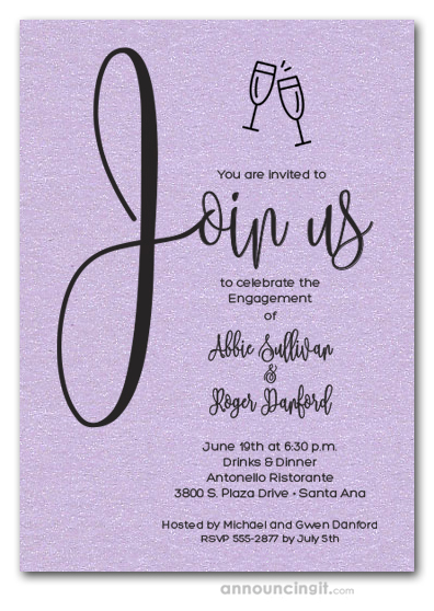 Join Us Shimmery Lavender Engagement Party Invitations