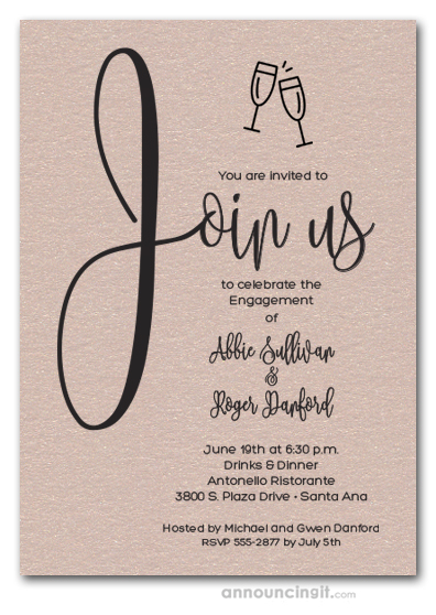 Join Us Shimmery Mink Engagement Party Invitations