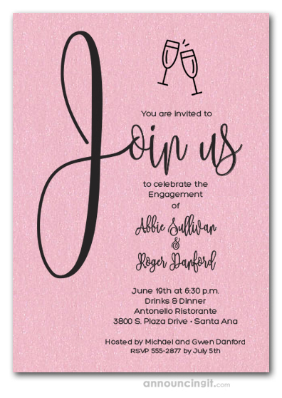 Join Us Shimmery Pink Engagement Party Invitations
