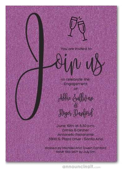 Join Us Shimmery Purple Engagement Party Invitations