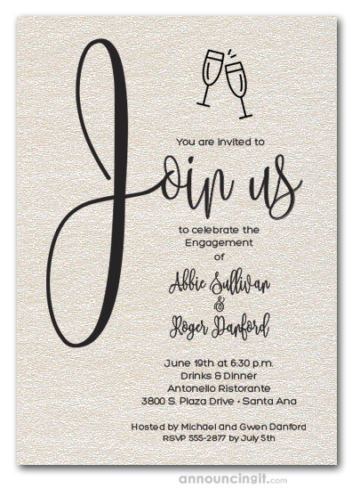 Join Us Shimmery Quartz Engagement Party Invitations