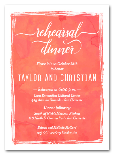 Mandarin Watercolor Rehearsal Dinner Invitations