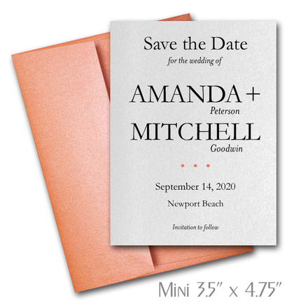 Simplicity Mini Save the Date Cards Wedding / ORANGE Envelopes