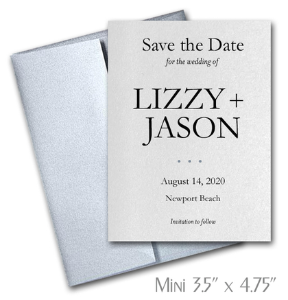 Simplicity Mini Save the Date Cards Wedding / SILVER Envelopes