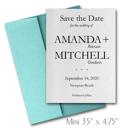 Simplicity Mini Save the Date Cards Wedding / TURQUOISE Envelopes