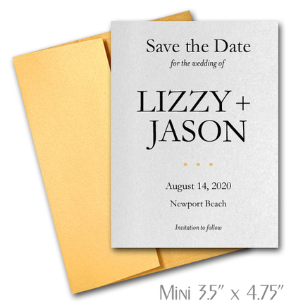 Simplicity Mini Save the Date Cards Wedding / GOLD Envelopes