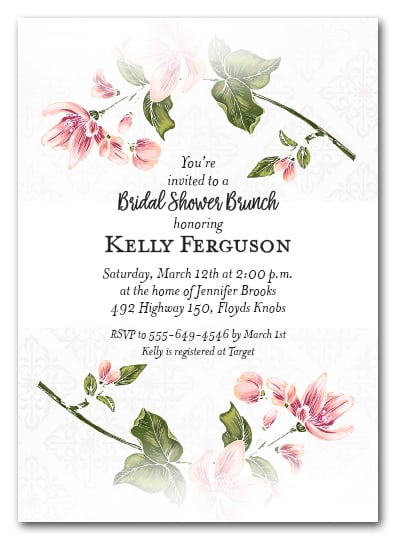 Spring Flower Stems Bridal Shower Invitations