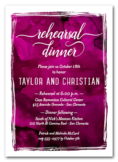 Fuchsia Watercolor Rehearsal Dinner Invitations