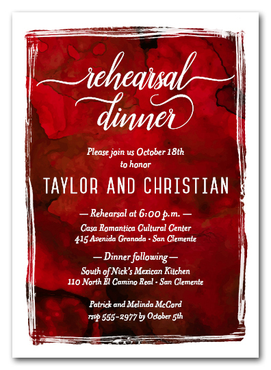Reds Watercolor Rehearsal Dinner Invitations