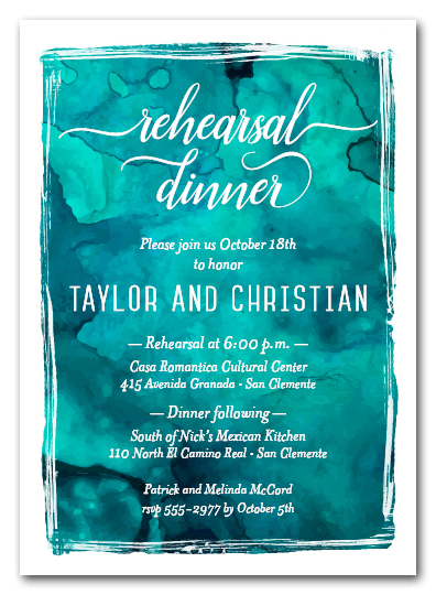 Turquoise Watercolor Rehearsal Dinner Invitations