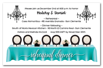 Tiffany Blue Head Table Rehearsal Dinner Invitations