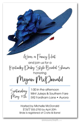 Blue Floral Hat Derby Bridal Shower Invitations
