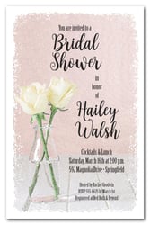 Bottle of White Roses Bridal Shower Invitations