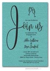 Join Us Shimmery Turquoise Engagement Party Invitations