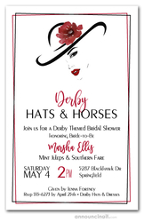 Large Hat Lady's Silhouette Derby Shower Invitations